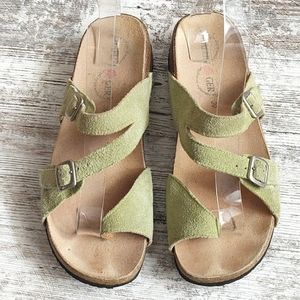 ⚅Sz 39/8 Haflinger Lime Suede Leather Sandals